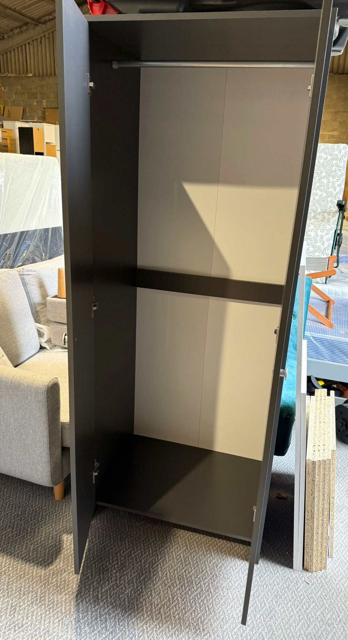 Assembled Seville 2 Door Wardrobe - Anthracite